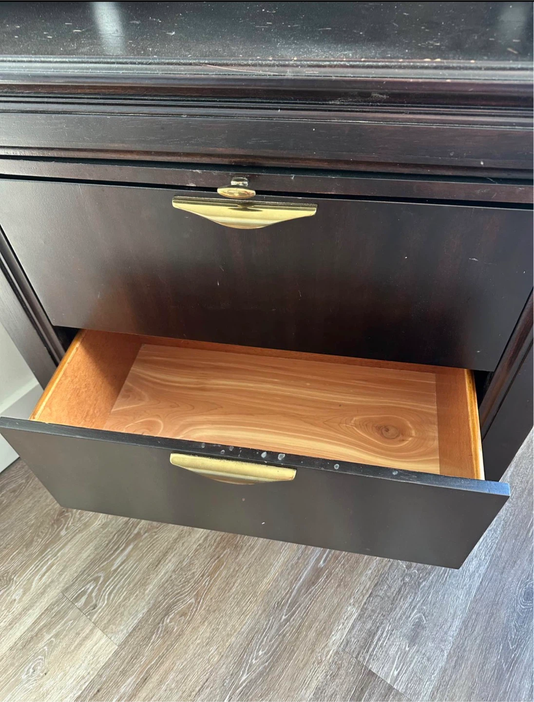 Dark Brown Wooden Secretary Desk with Drawers - photo 5