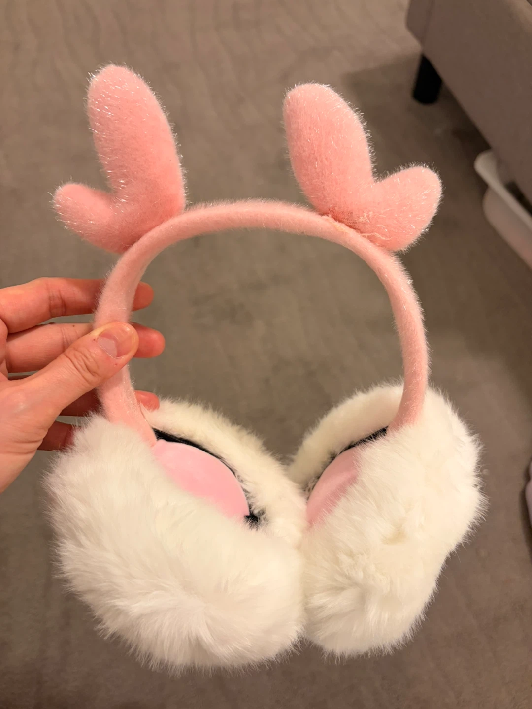 Fuzzy White Earmuffs -100% New