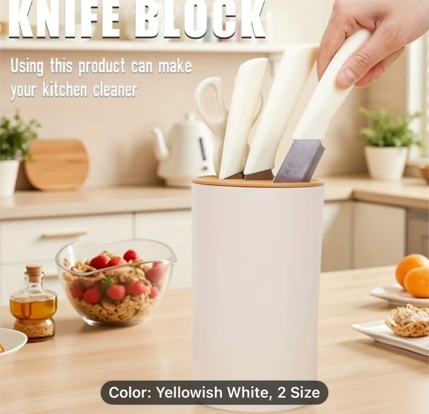 Knife Block - Yellowish White, Small Size