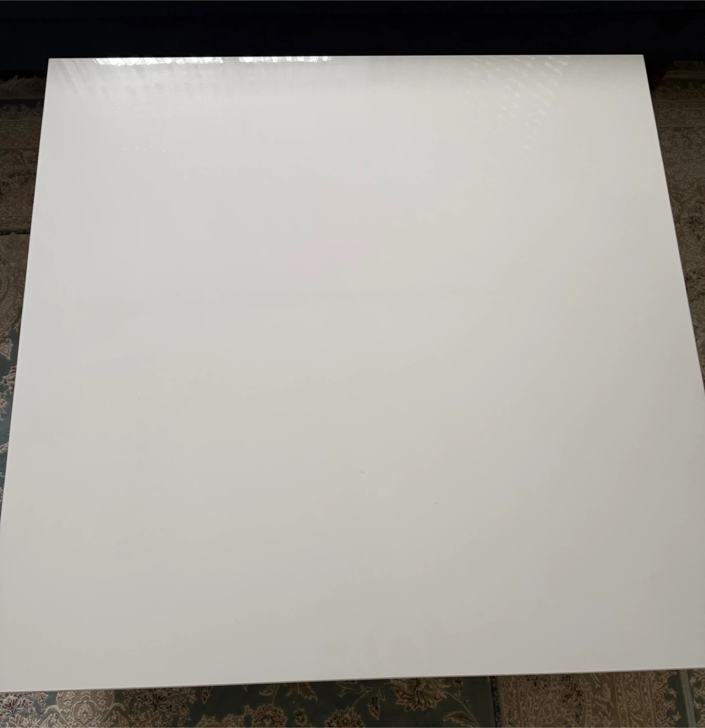 White Square Coffee Table with Drawer and Shelf - photo 2