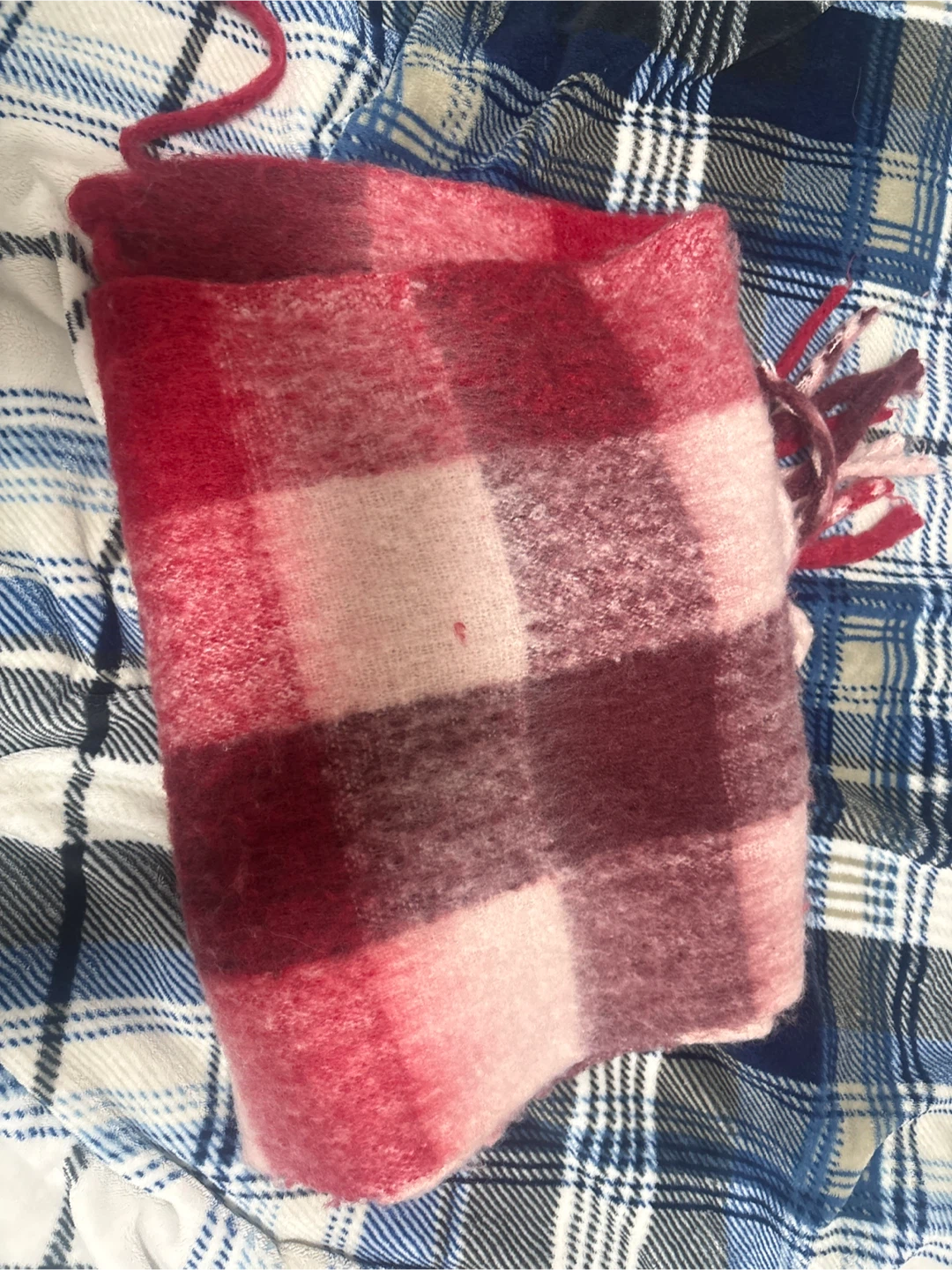 Plaid Wool Blanket Scarf
