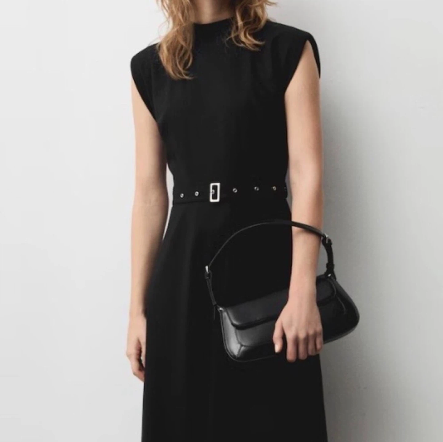 NWT Black Asymmetrical Dress with Belt