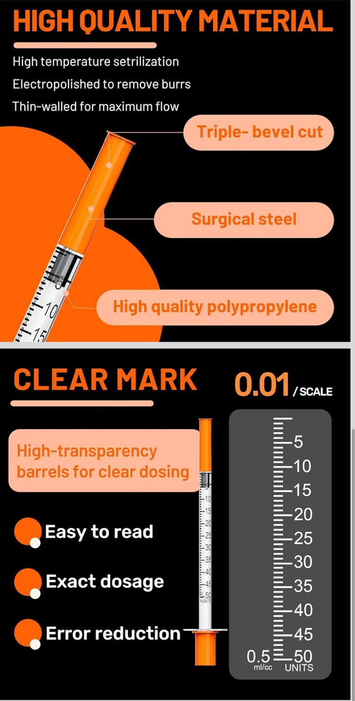 100 Pack Insulin Syringes U-100🏆 - photo 2