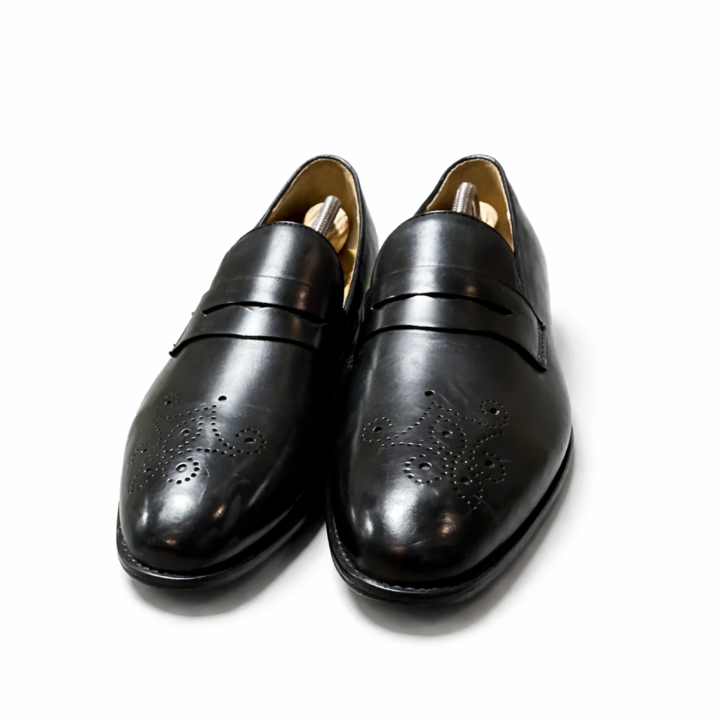Men's Black Leather Penny Loafer Dress Shoes