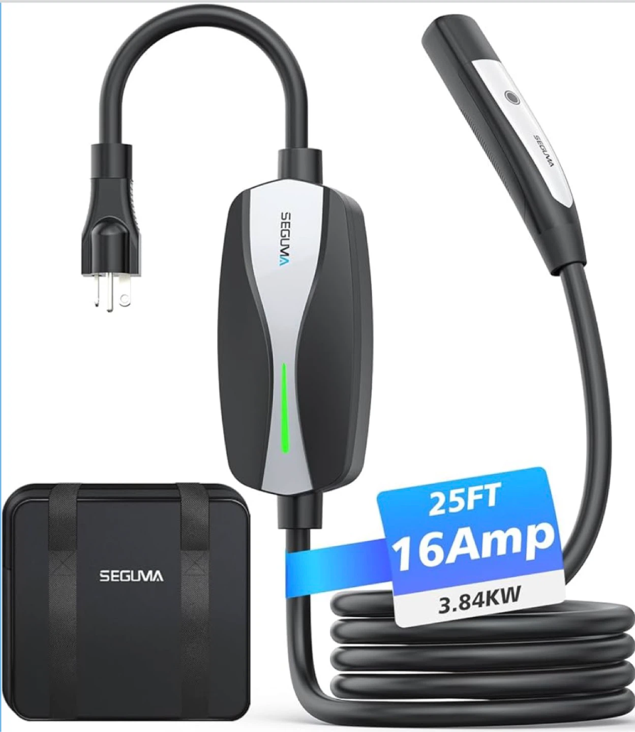 Seguma 25FT 16Amp Level 1+2 EV Charger for Tesla