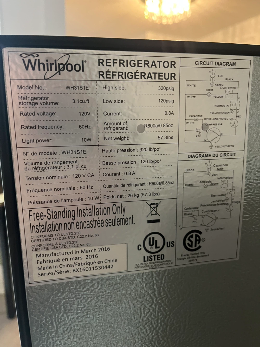Whirlpool Mini Fridge 3.1 cu ft - photo 4