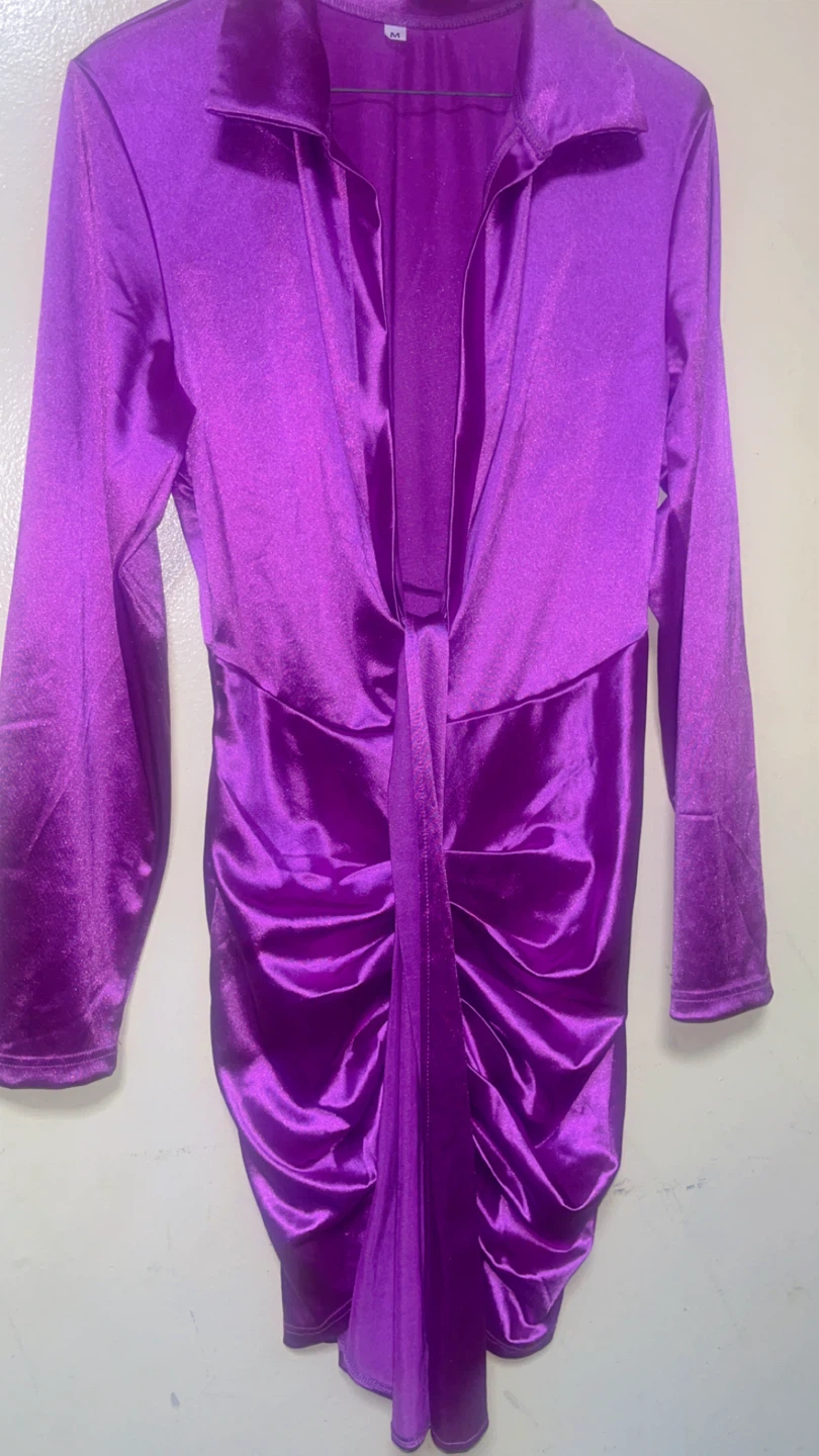 Purple Ruched Long Sleeve Dress Size M🏆 - photo 4