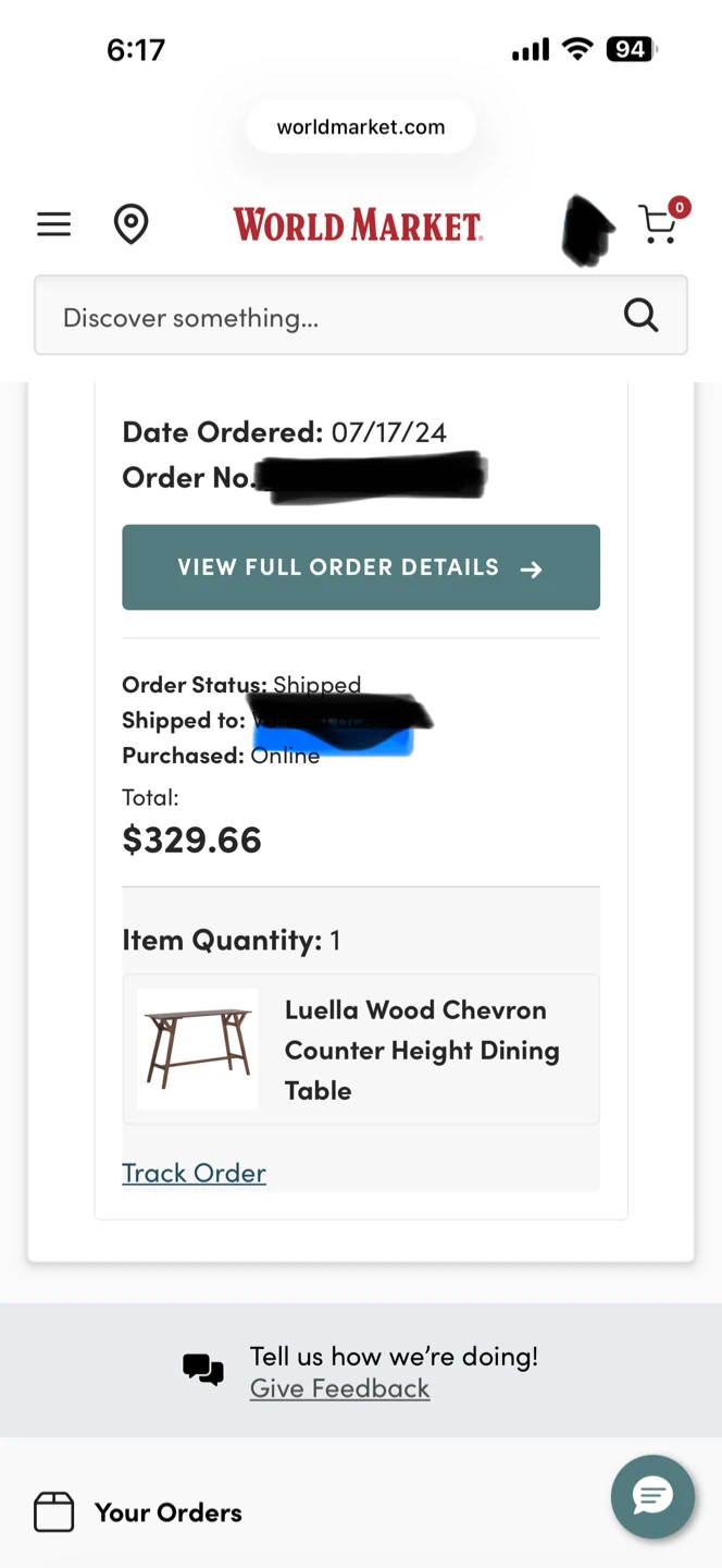 World Market Luella Wood Chevron Counter Height Dining Table