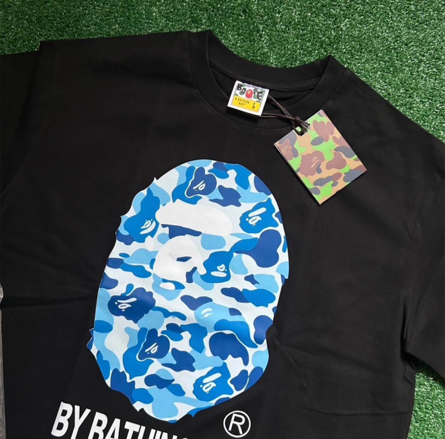 A Bathing Ape Blue Camo Ape Head Graphic T-Shirt - photo 2