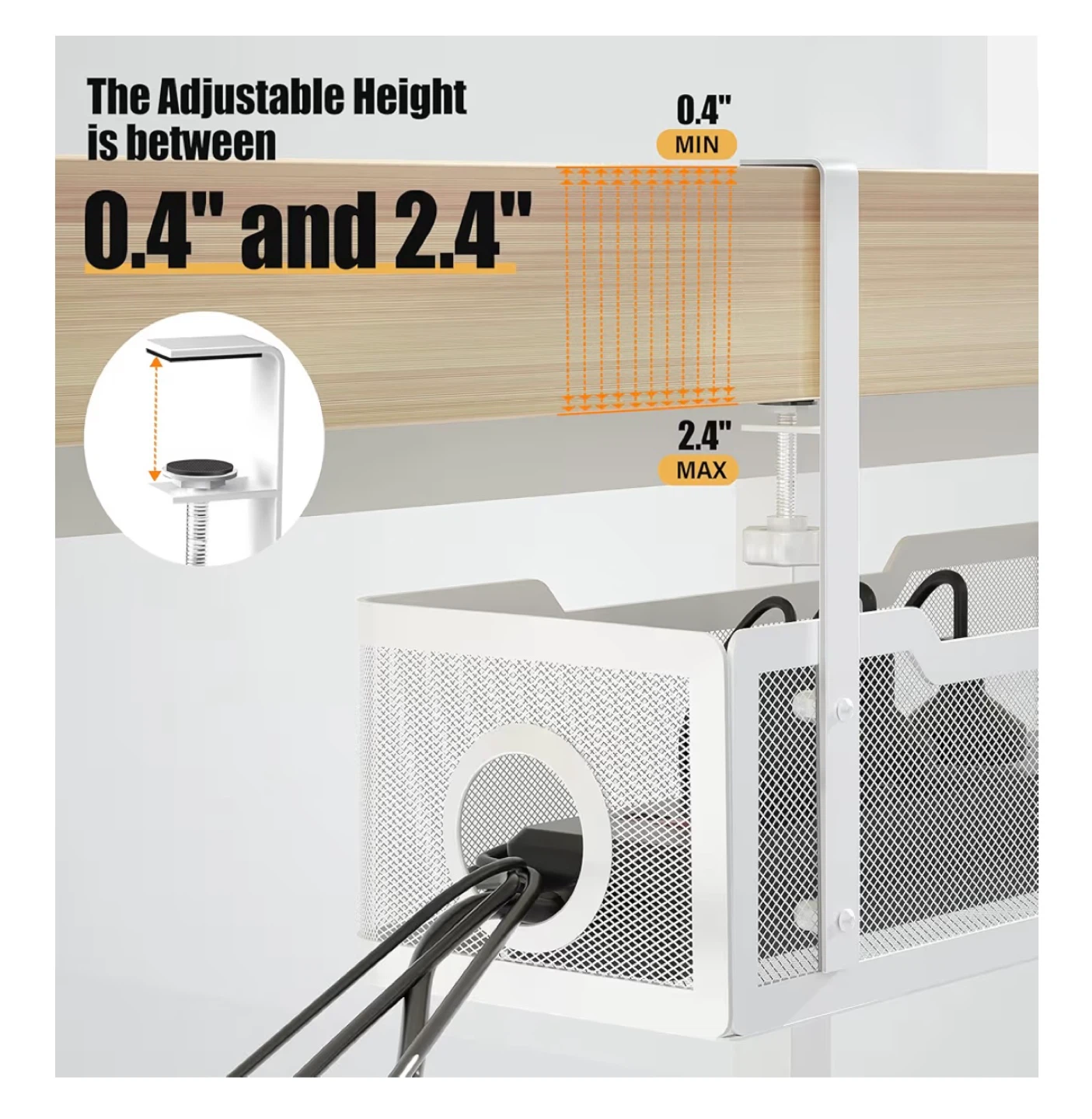 Under Desk Cable Management Tray - White - photo 2