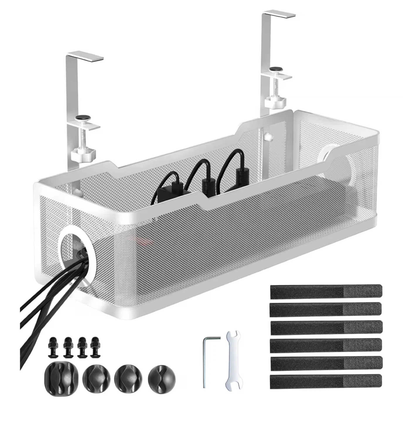 Under Desk Cable Management Tray - White