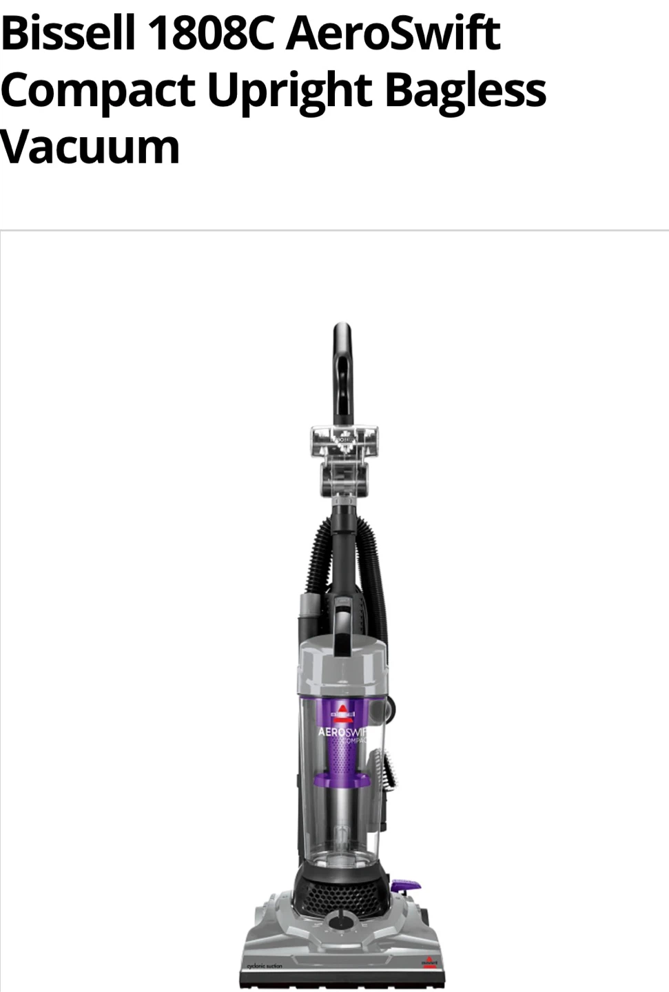 Bissell 1808C AeroSwift Compact Upright Bagless Vacuum