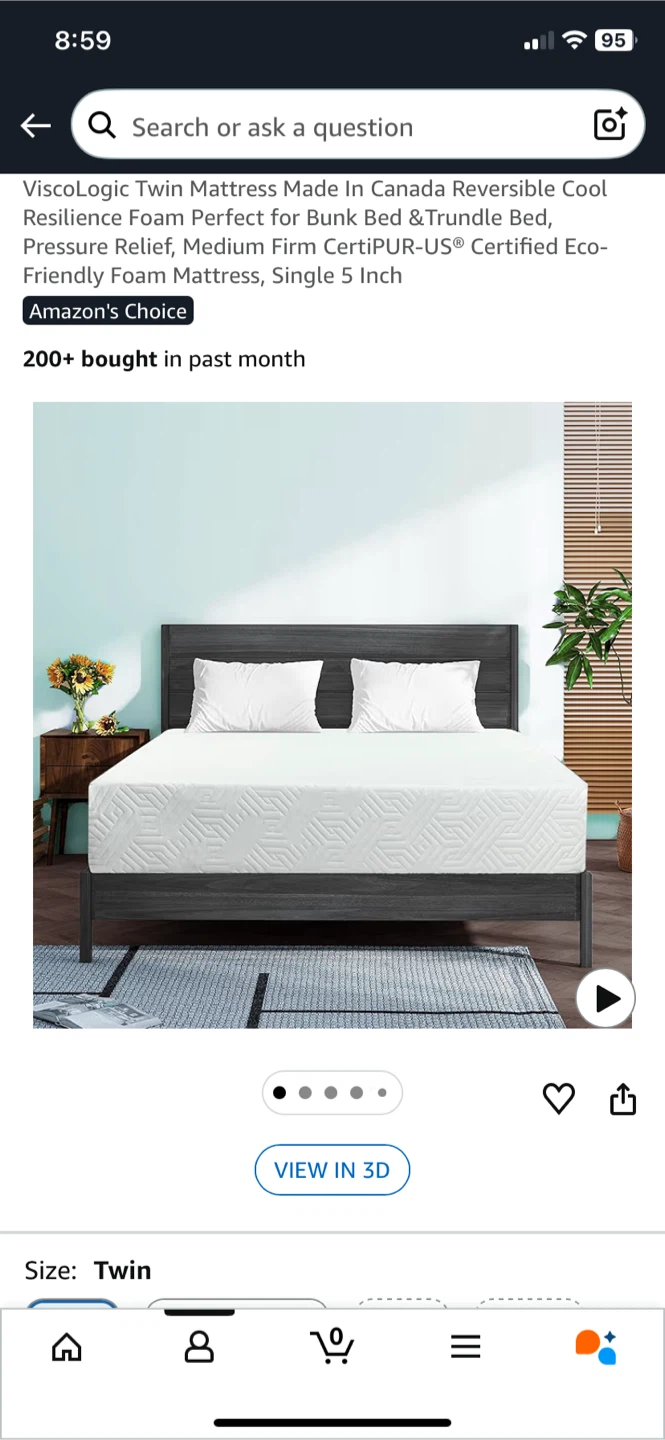 ViscoLogic Twin Mattress NEW