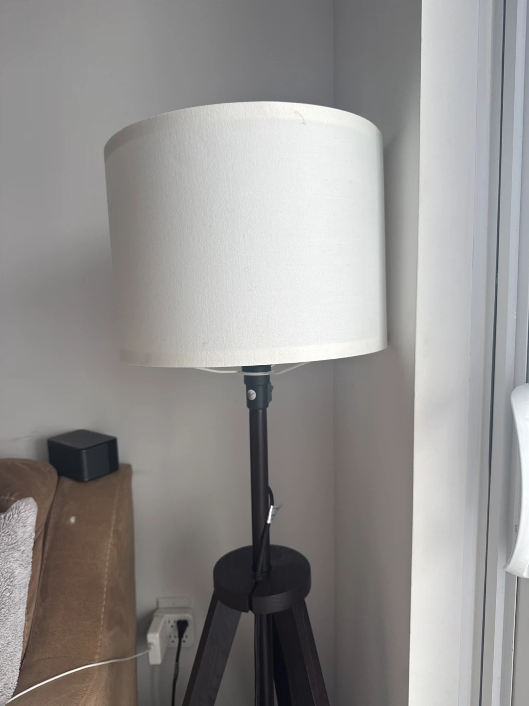Ikea Floor Lamp with White Drum Shade