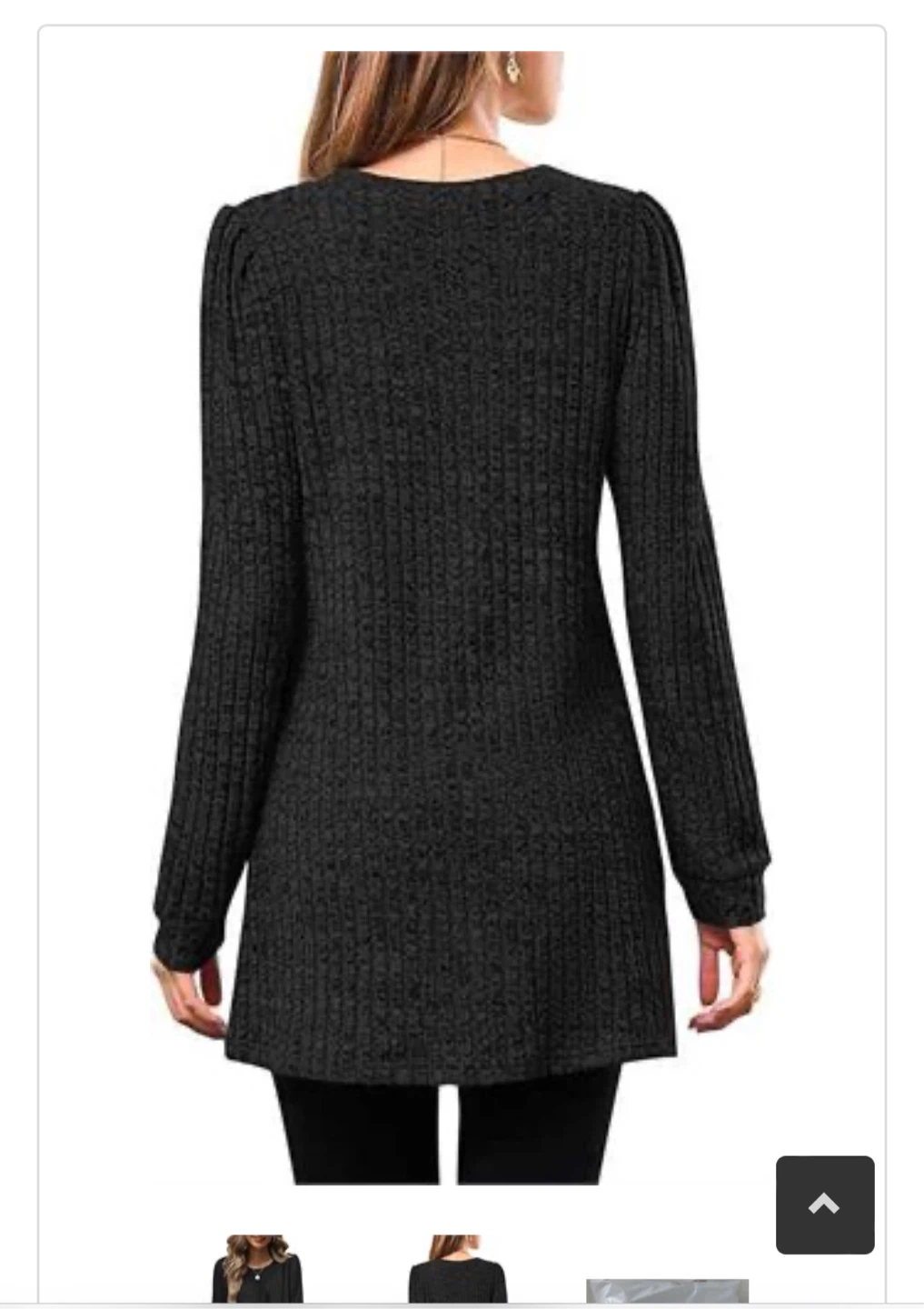 Black Ribbed Tunic Top with Pockets - photo 2