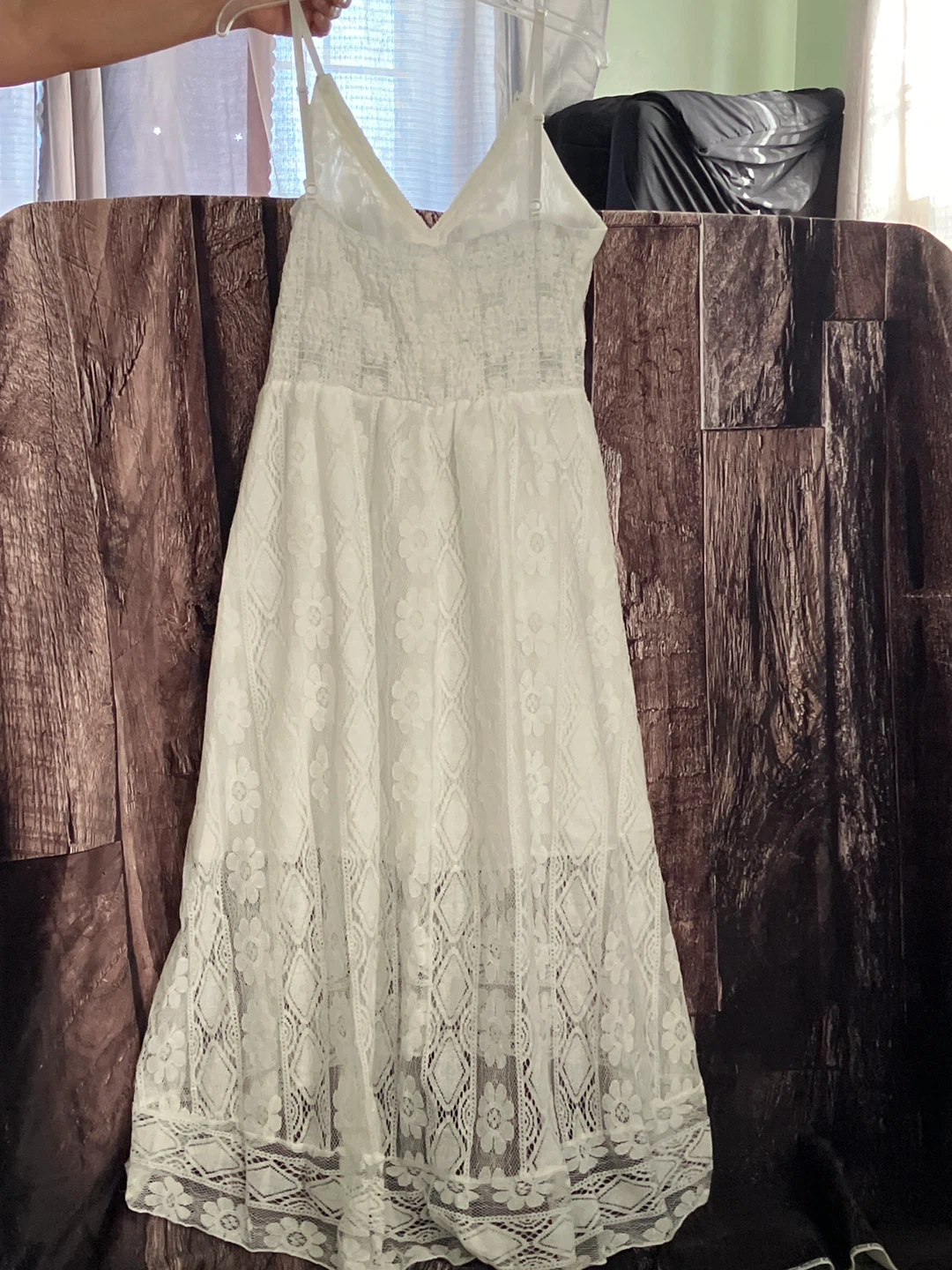 White Lace Midi Dress with Tassel Detail - photo 2