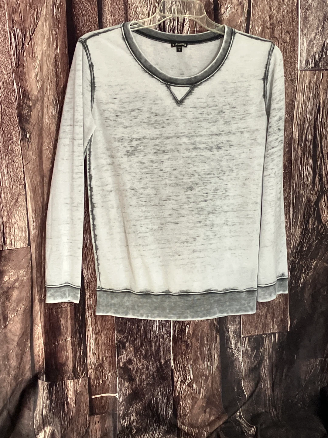 Express White Distressed Long Sleeve Top Size small