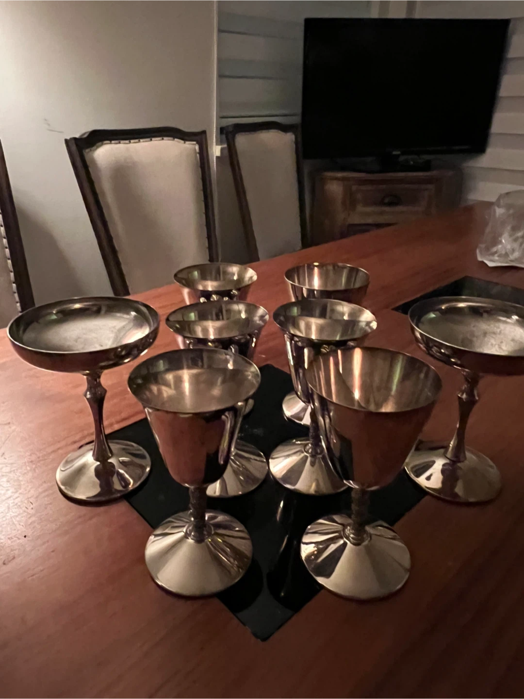 Set of 8 Silver Footed Goblets/Dessert Cups