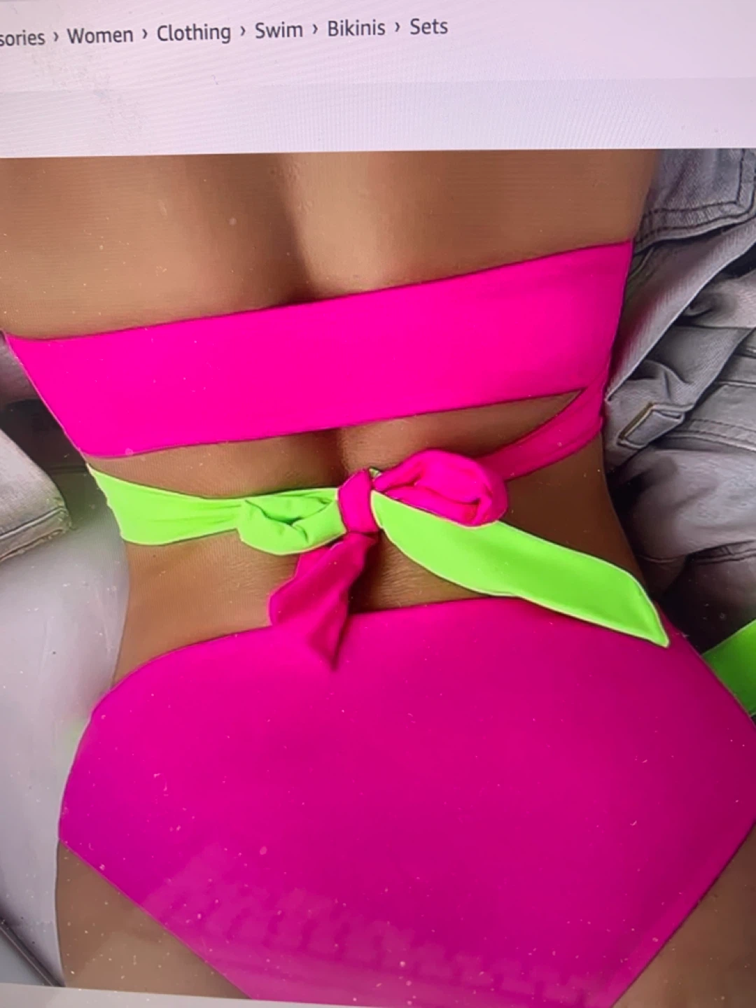 Two-Piece Bikini Swimsuit - Pink and Neon Green - photo 3
