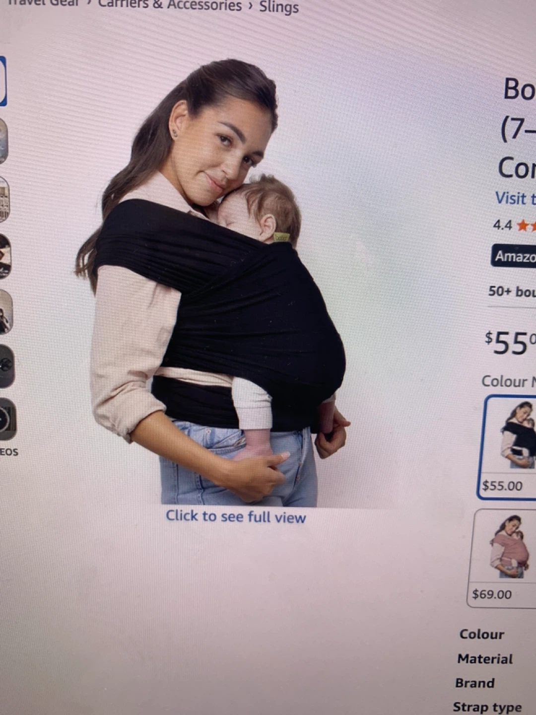 New- BOBA Wrap Baby Carrier - Black