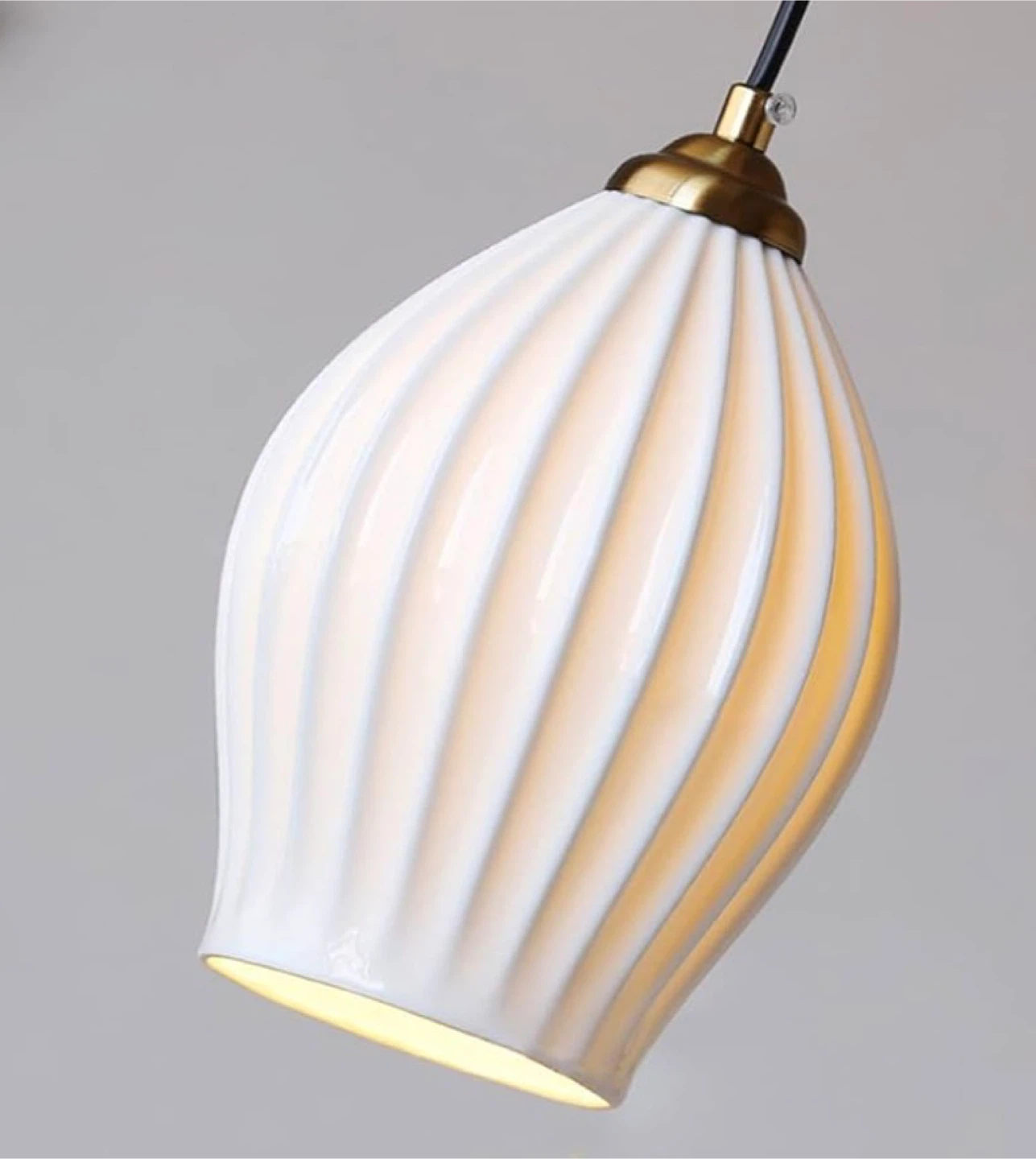 White Ceramic Fluted Pendant Light Fixture- New ✨ - photo 3