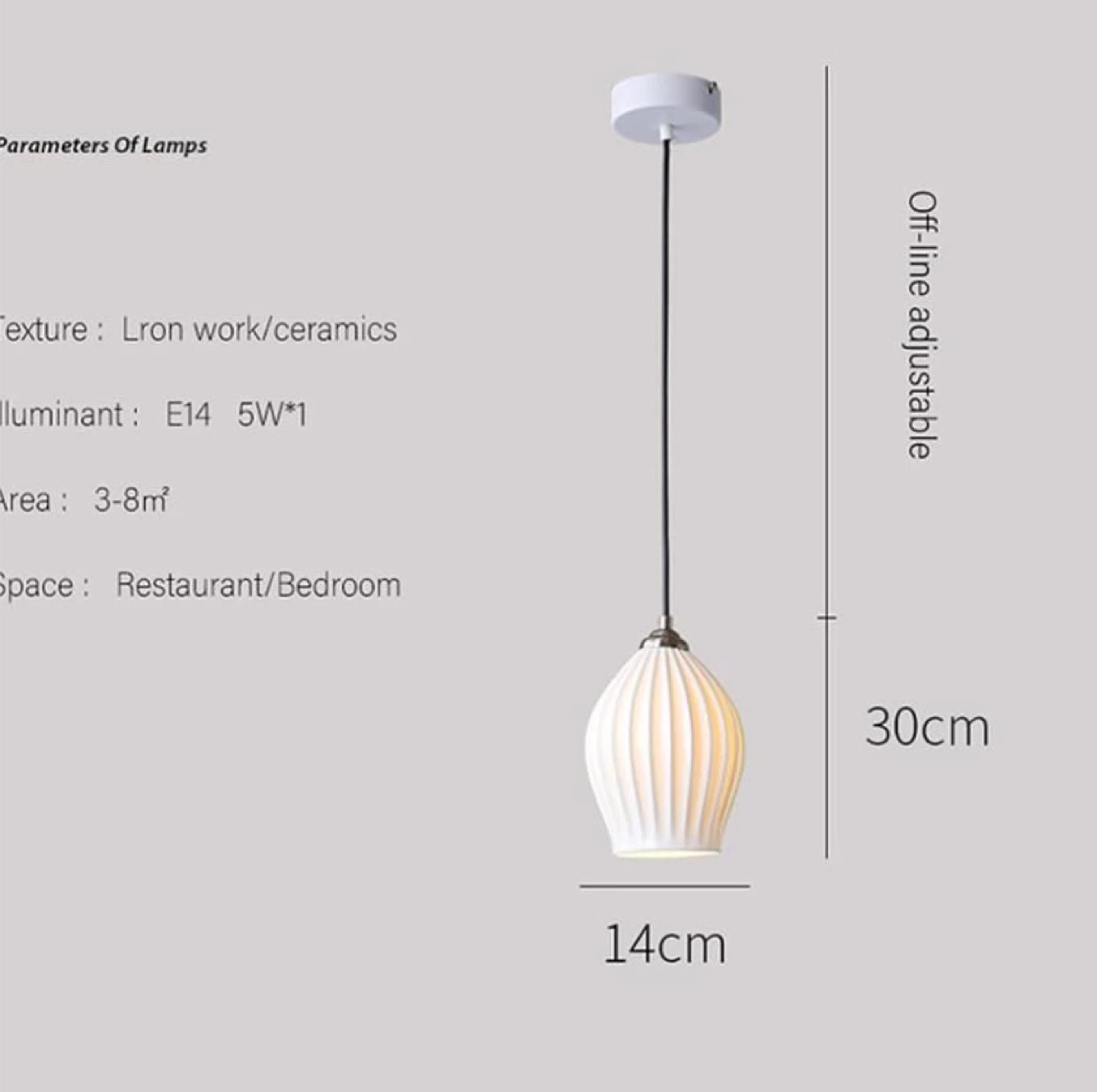 White Ceramic Fluted Pendant Light Fixture- New ✨ - photo 5
