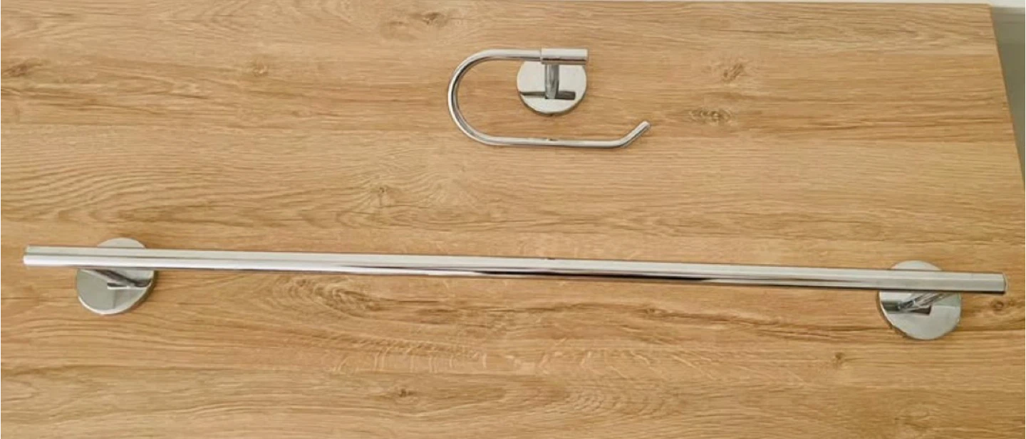 Chrome Toilet Paper Holder and Towel Bar Set