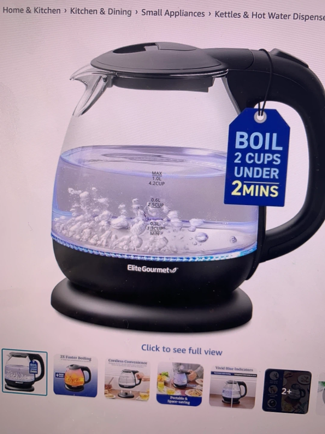Elite Gourmet Glass Electric Kettle