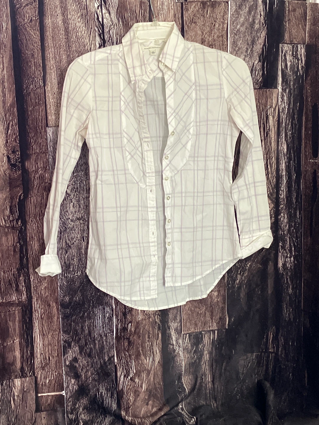 Banana Republic White Plaid Button-Up Shirt