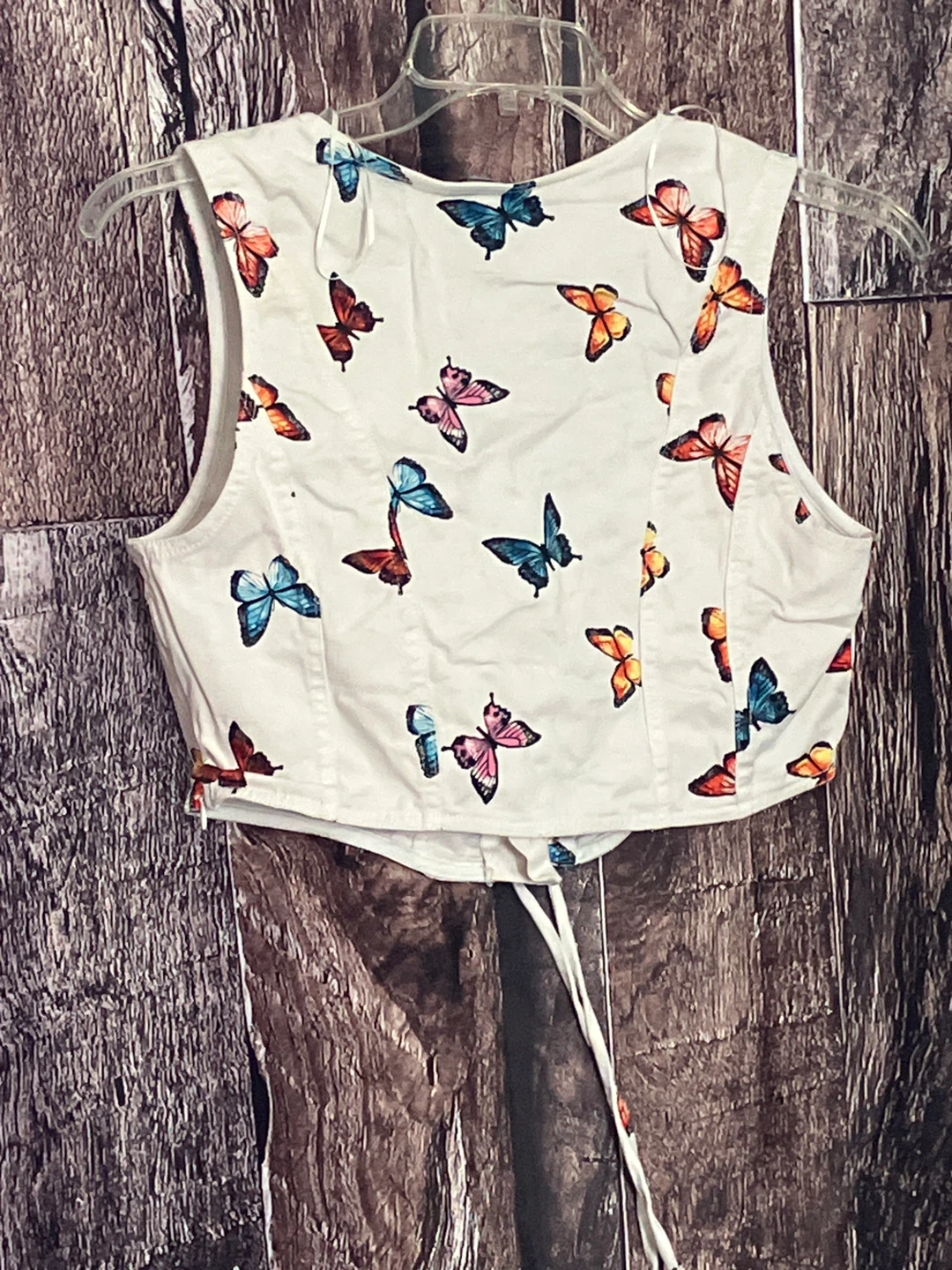 White Butterfly Print Corset Top - photo 2