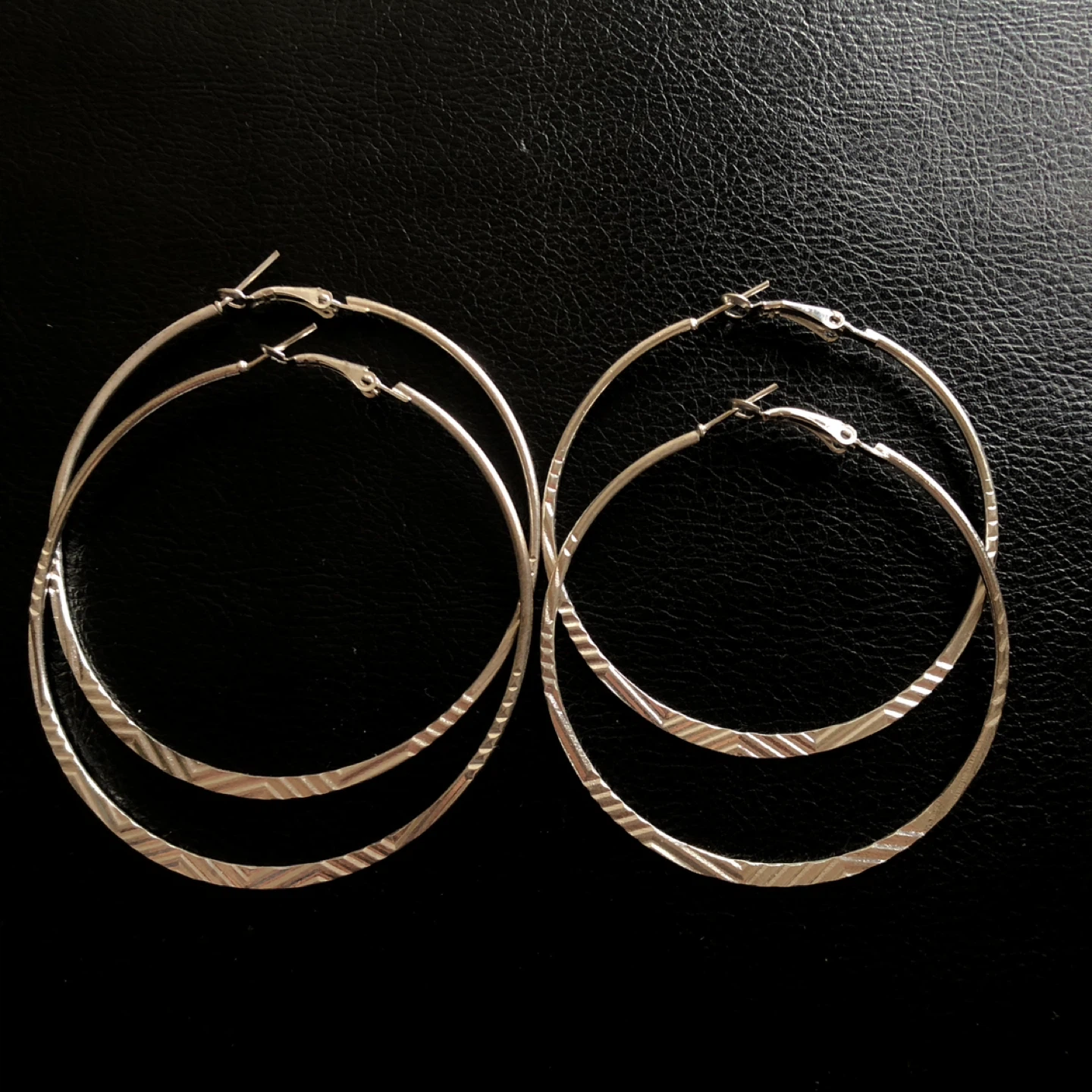 Silver Hoop Earrings Set