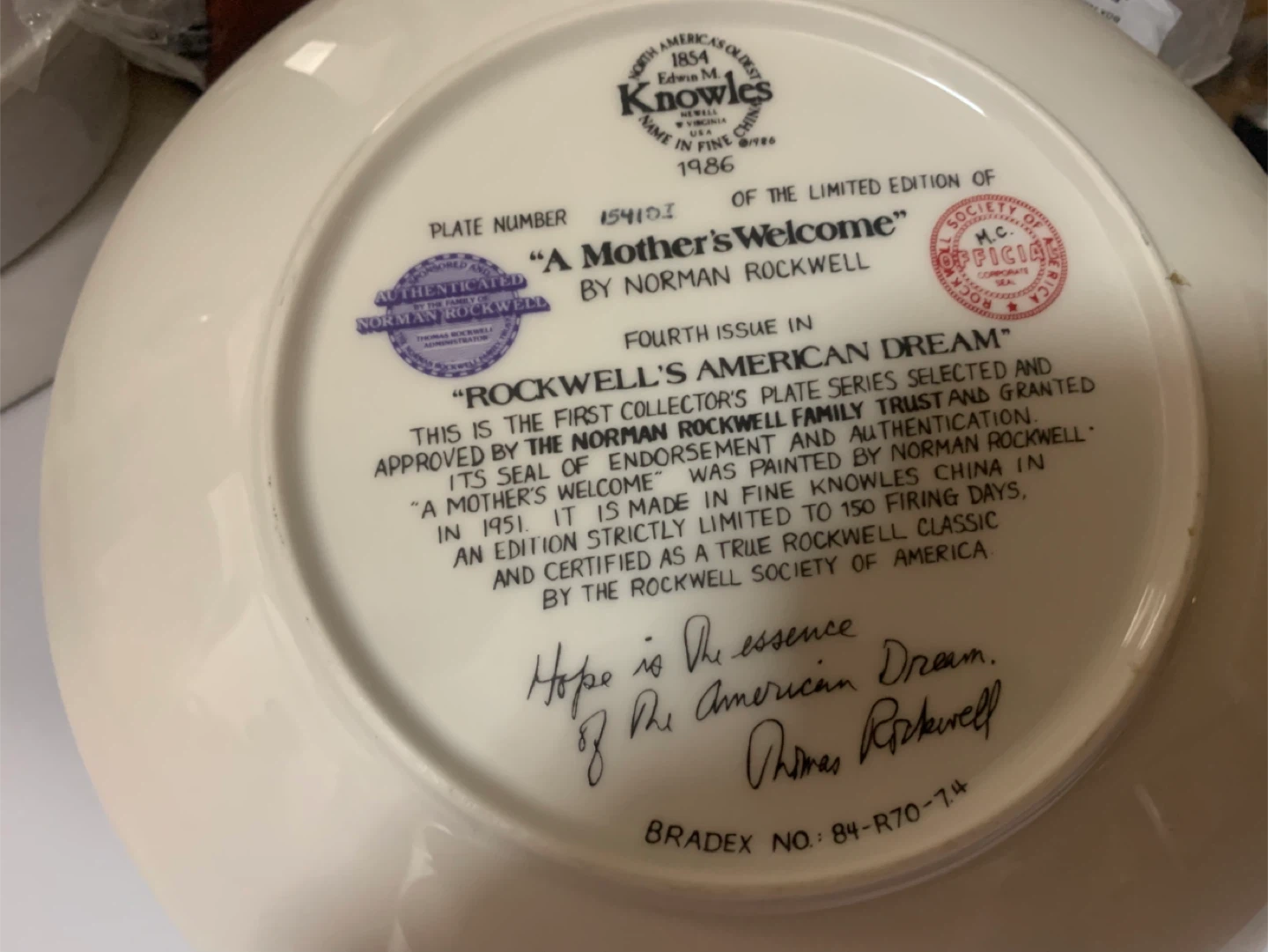 Norman Rockwell "A Mother's Welcome" Collector Plate - photo 2