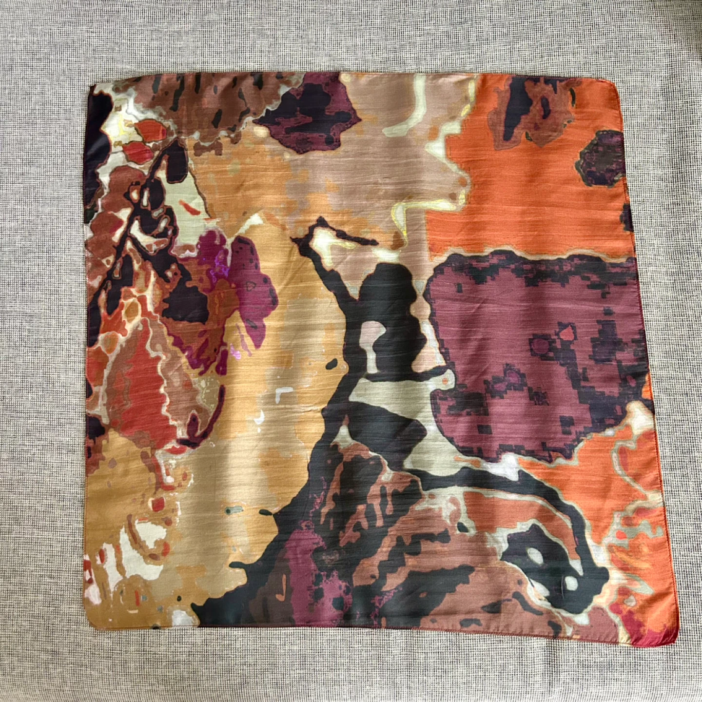 Foulard vintage abstract print square silk scarf