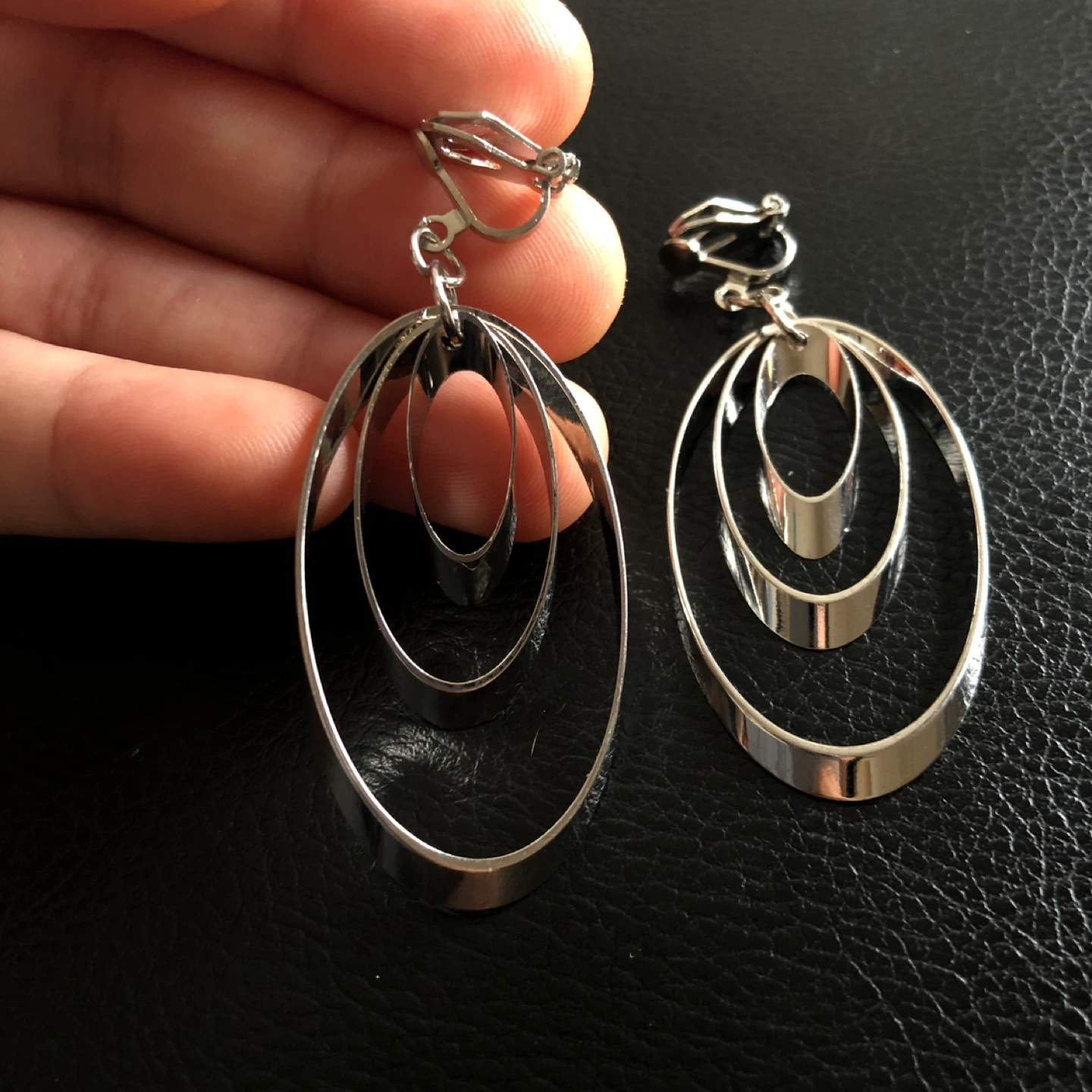 Silver Tone Oval Clip-On Earrings - photo 3