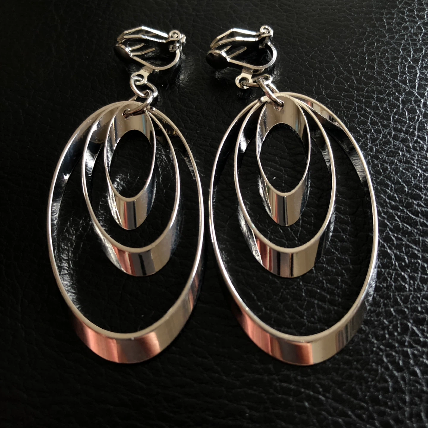 Silver Tone Oval Clip-On Earrings - photo 2