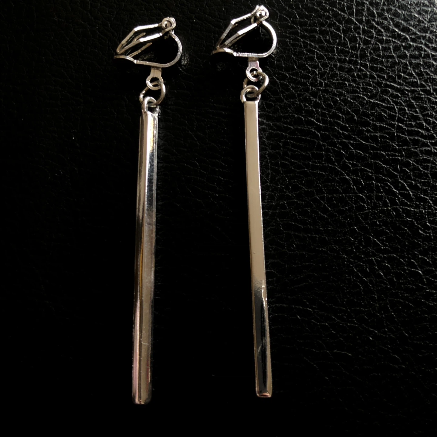 Silver Tone Bar Clip-On Earrings