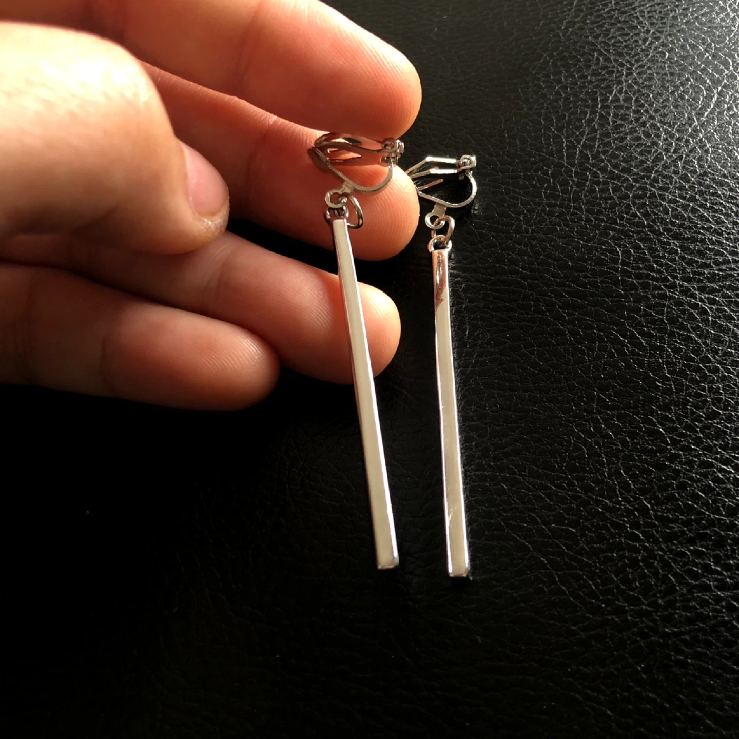Silver Tone Bar Clip-On Earrings - photo 3