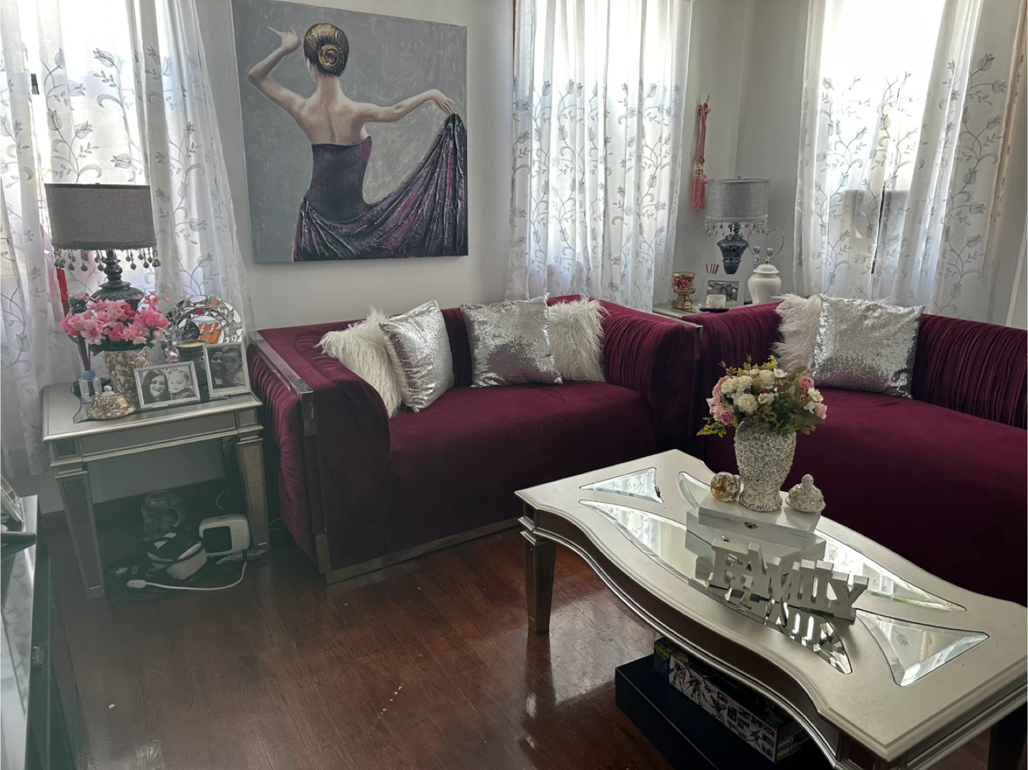Velvet Sofa with Plush Throw Pillows - photo 4