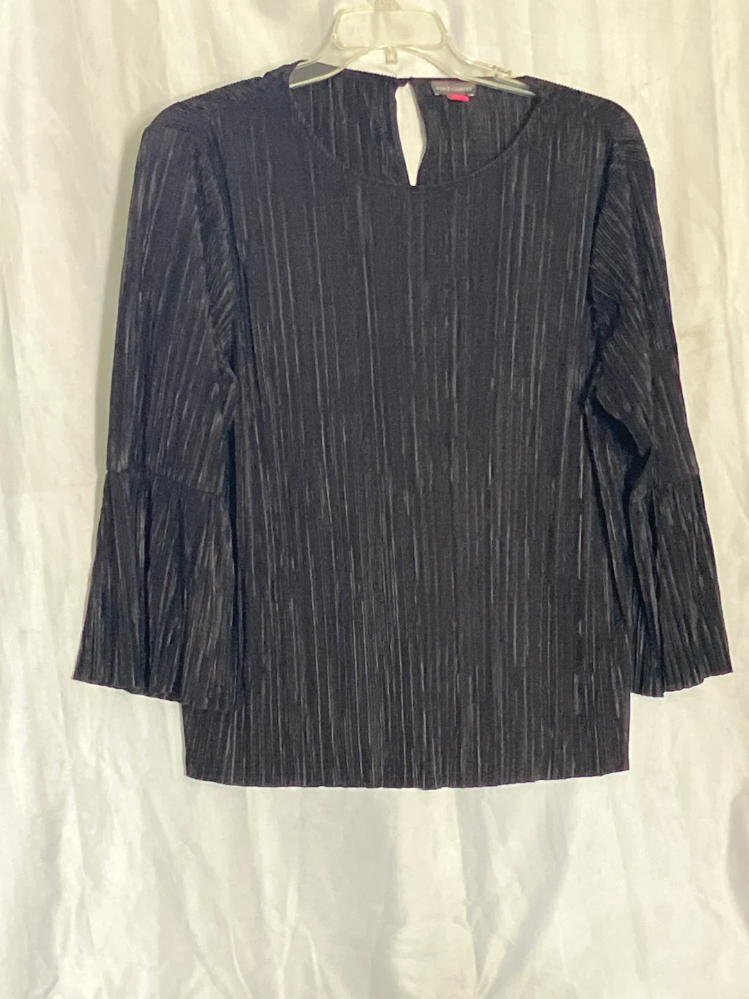 Vince Camuto Black Pleated Bell Sleeve Top