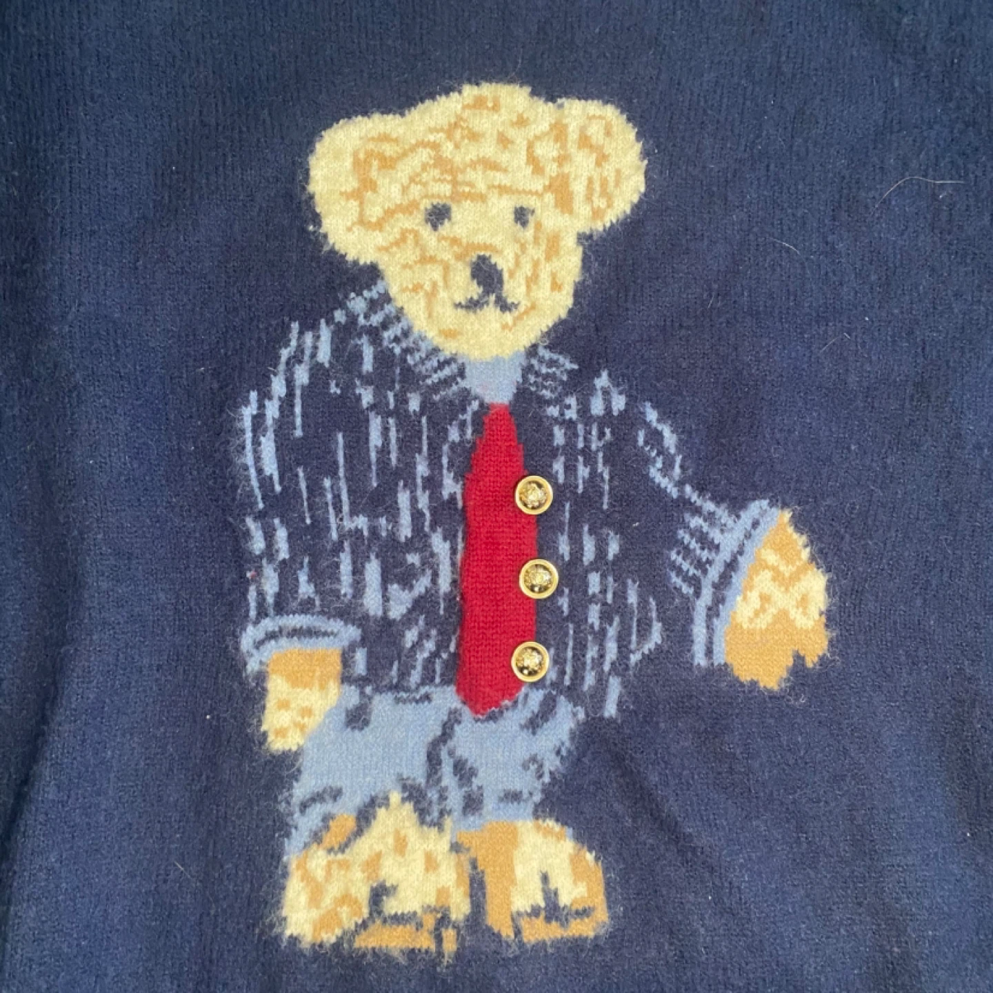 100% cashmere Navy Blue Teddy Bear Sweater L/Xl - photo 2