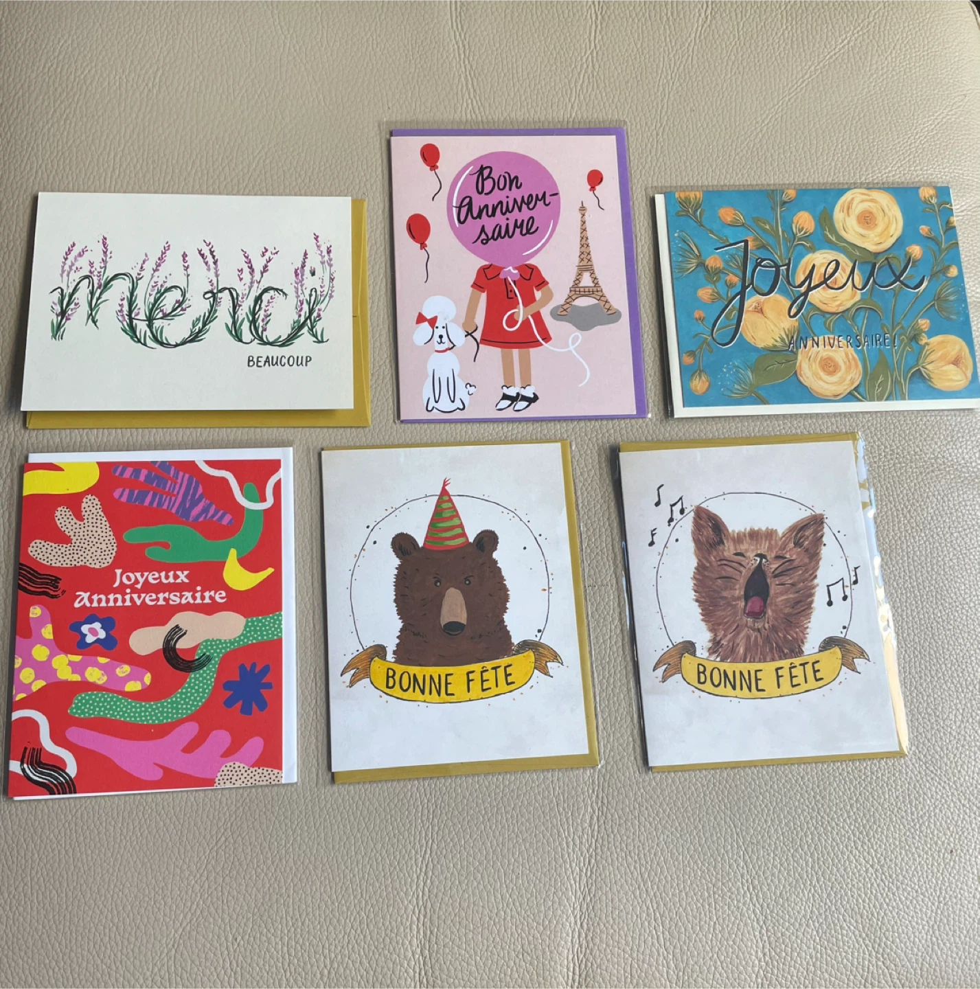 French Greeting Cards Bundle of 6 NEW