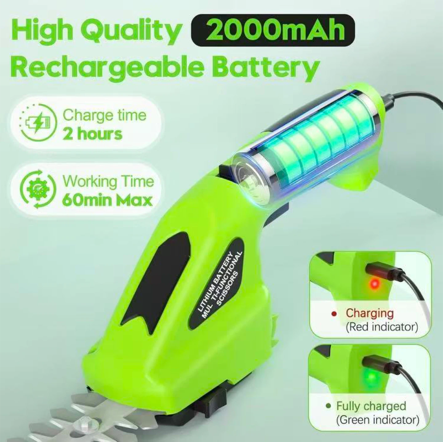 2-in-1 Cordless Grass Shear and Mini Hedge Trimmer - photo 3