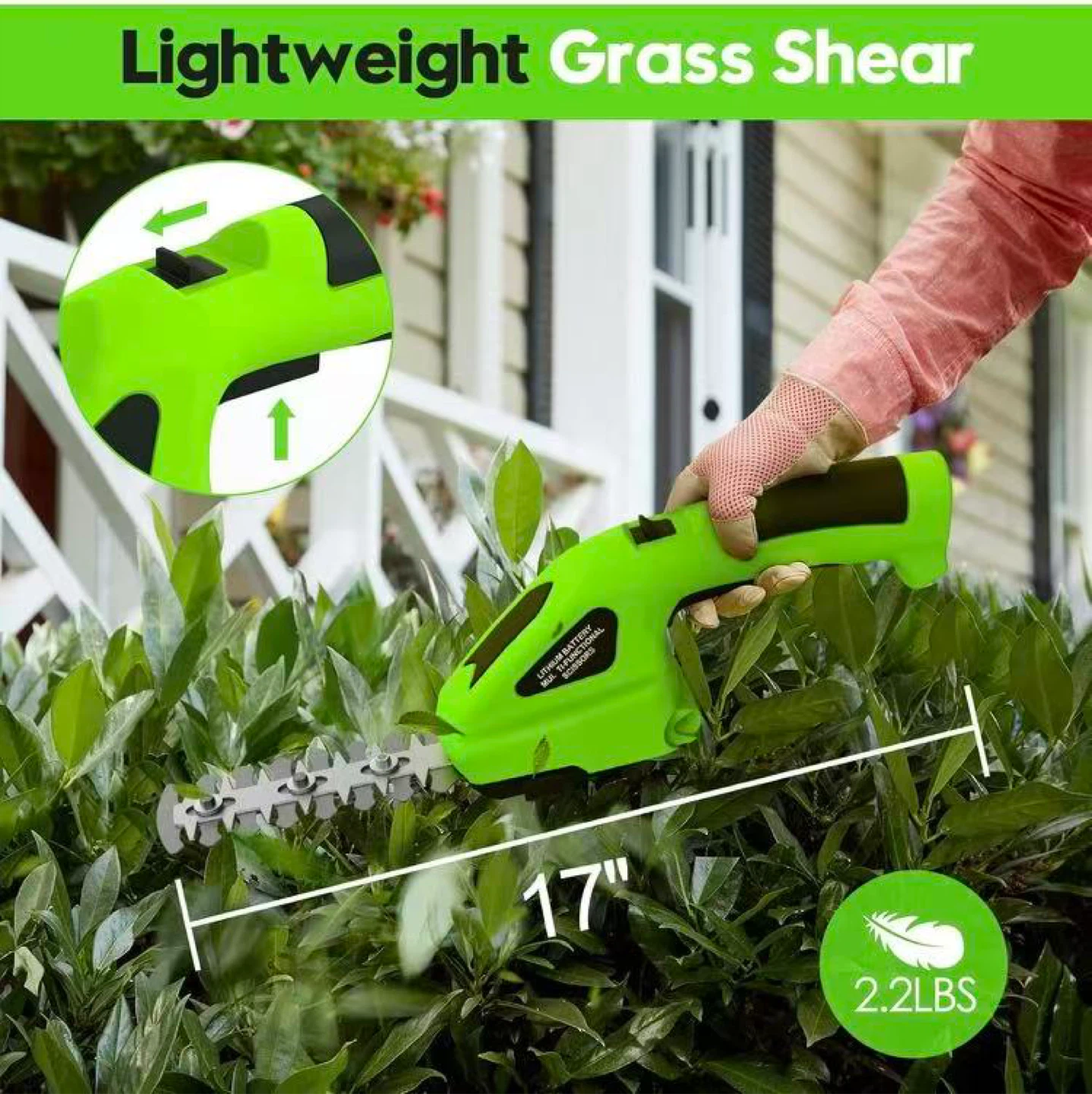2-in-1 Cordless Grass Shear and Mini Hedge Trimmer - photo 4