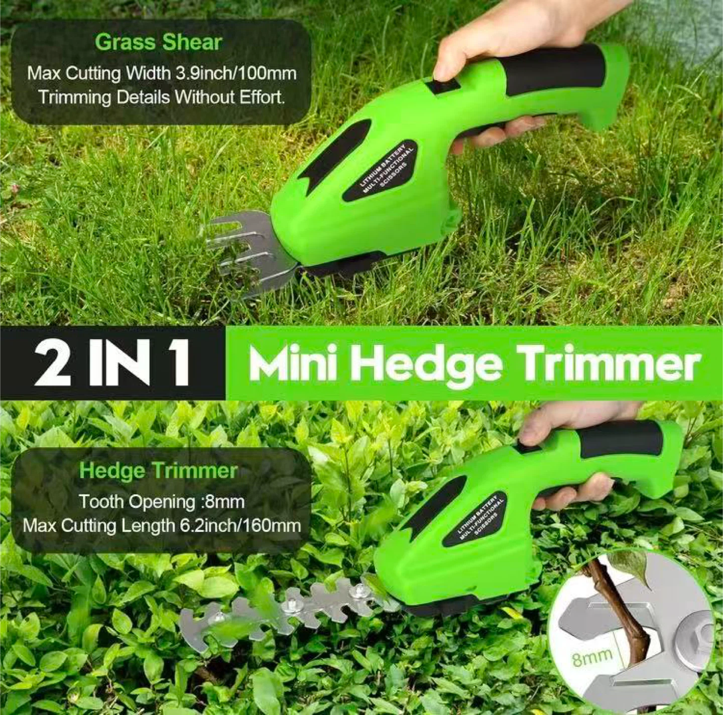 2-in-1 Cordless Grass Shear and Mini Hedge Trimmer - photo 2