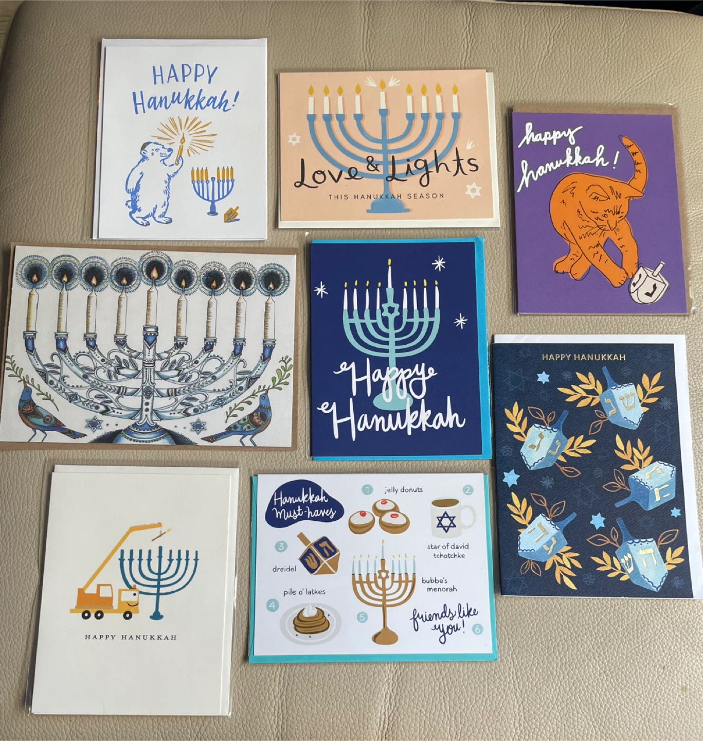 Happy Hanukkah Cards Bundle of 8 NEW