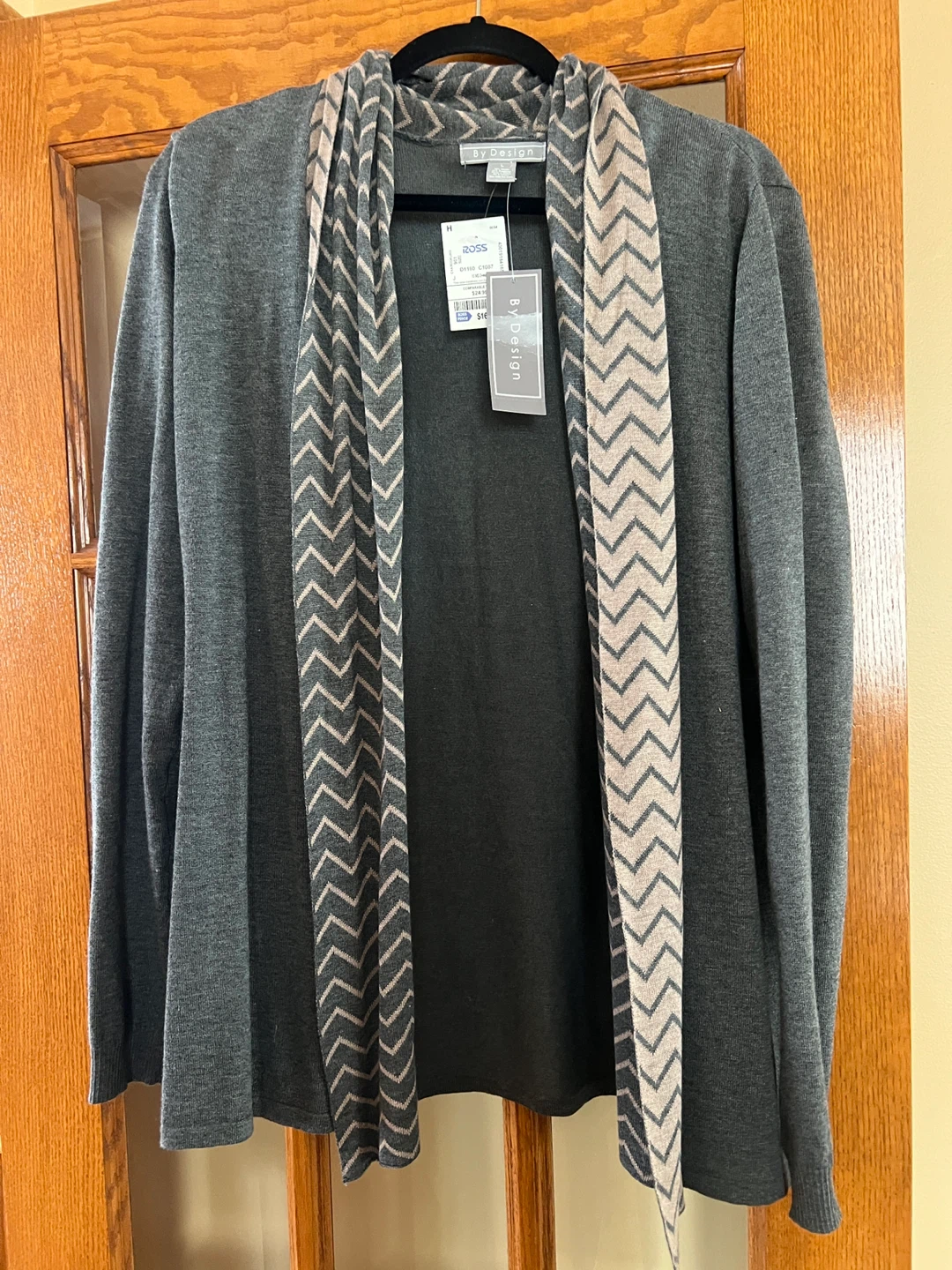 By Design Cardigan - Grey with Chevron Pattern