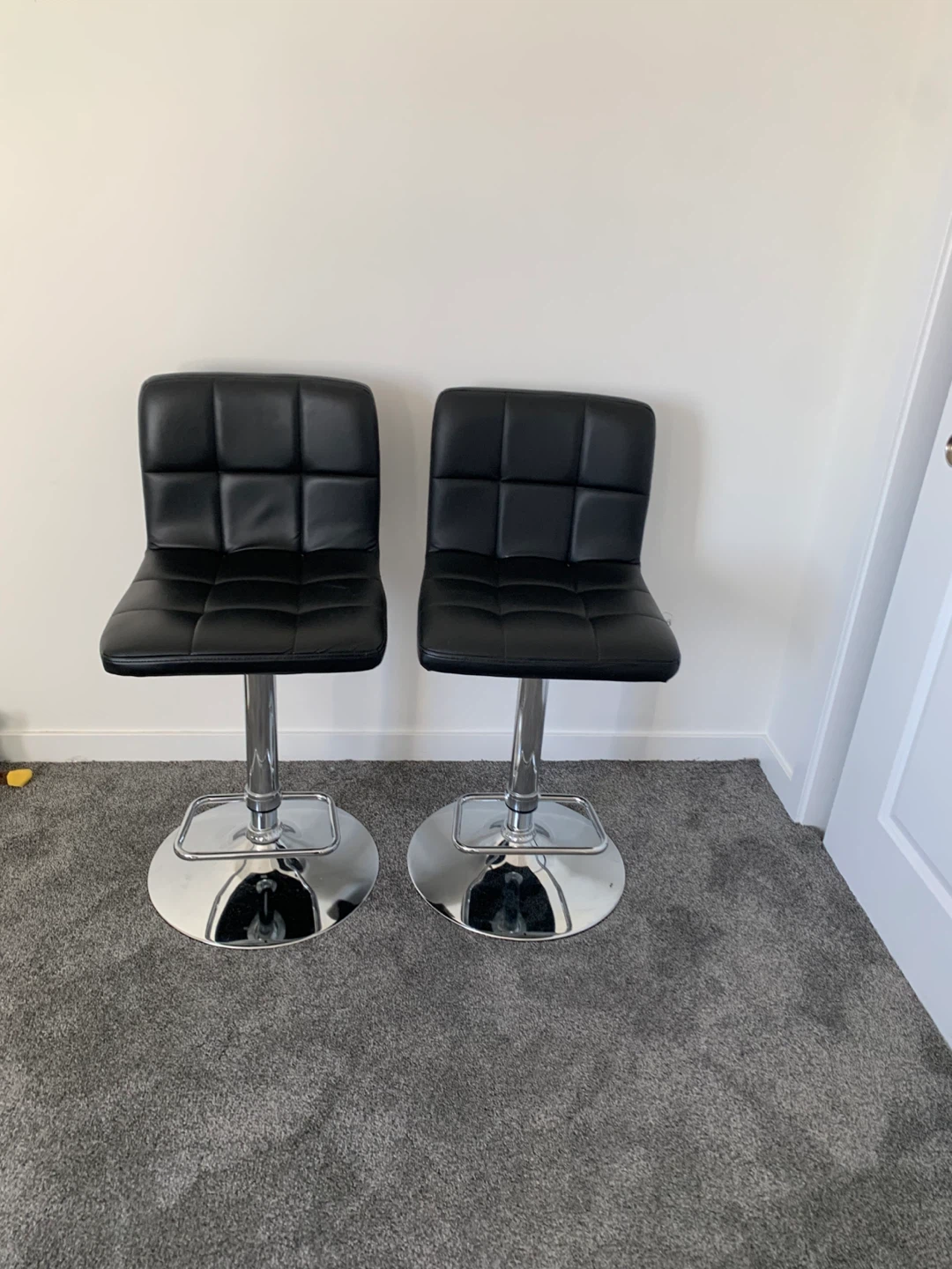 Black Faux Leather Bar Stools (Set of 2)