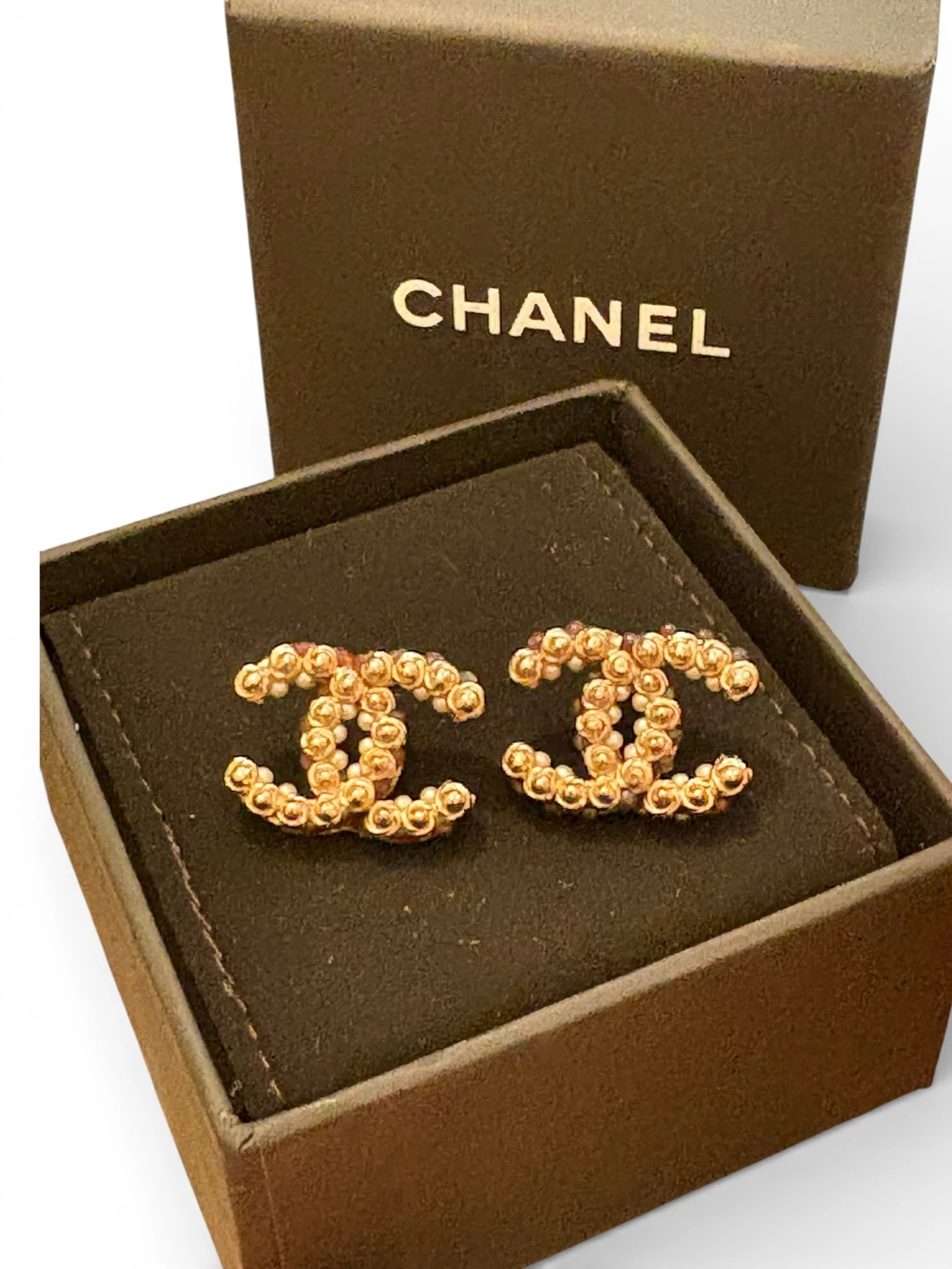 Chanel CC Pearl Stud Earrings Vintage