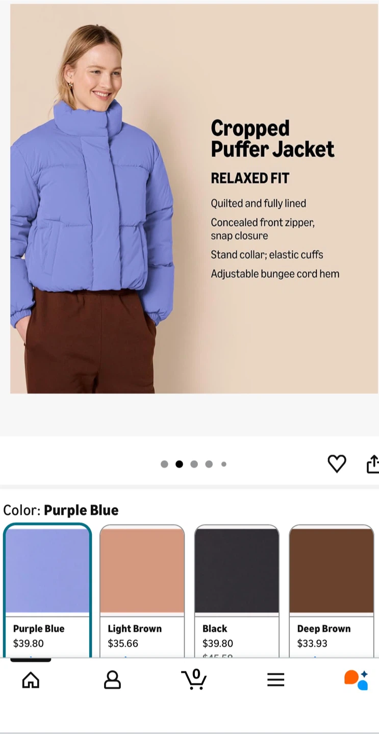Cropped Puffer Jacket - Purple Blue - photo 5