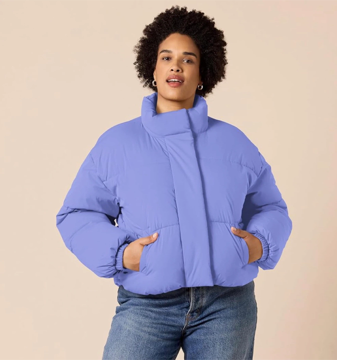 Cropped Puffer Jacket - Purple Blue - photo 4